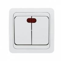 Серия Лондон — Выключатель Лондон 2 СП 10 А белый индикатор EKF — фото