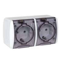 Серия Венеция, Владивосток (открытая установка) IP54 — Владивосток Розетка 2-местная 16А с заземлением с прозрачной крышкой IP54 EKF — фото