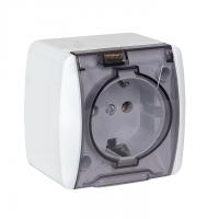 Серия Венеция, Владивосток (открытая установка) IP54 — Владивосток Розетка 1-местная 16А с заземлением с прозрачной крышкой IP54 EKF — фото