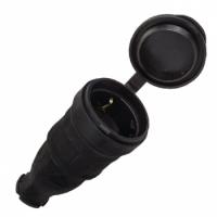 Вилки — Розетка переносная с защитной крышкой каучуковая 230В 2P+PE 16A IP44 EKF — фото