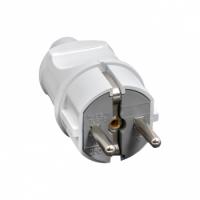 Вилки — Вилка прямая усиленная с заземлением белая 16А 250В EKF Proxima — фото